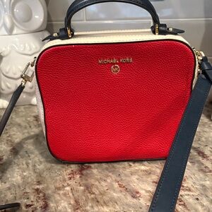 Michael Kors Red and Navy Crossbody Bag
